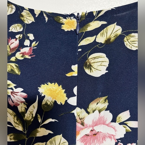 SHEIN Navy Floral High-Low Midi Dress – Size M - Picture 10 of 12